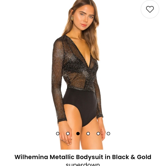 Wilhemina Metallic Bodysuit in Black & Gold superdown - Picture 3 of 7